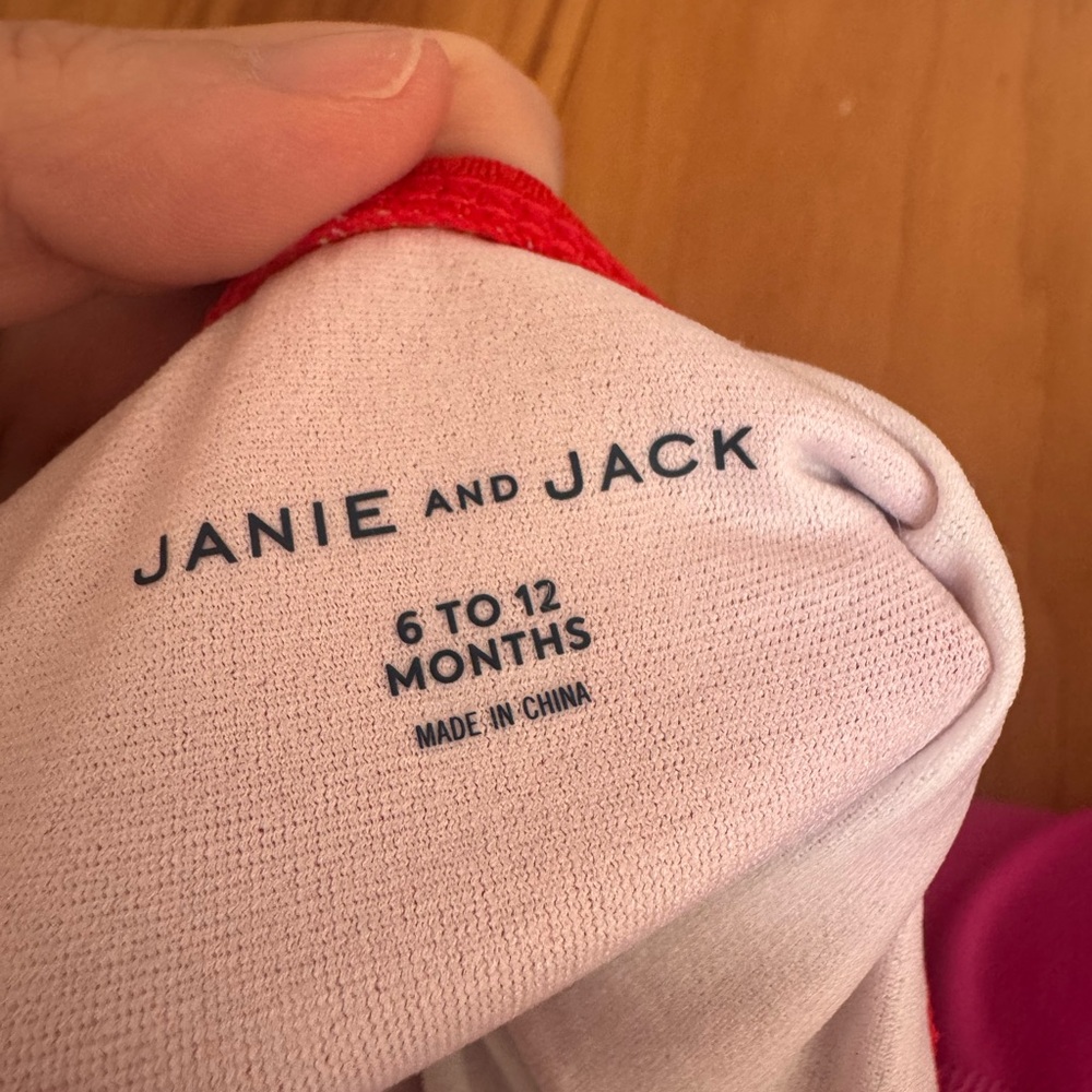 Janie and Jack Red & Pink Striped One-Piece Swim Set with Cherry Appliqué - Picture 3 of 4